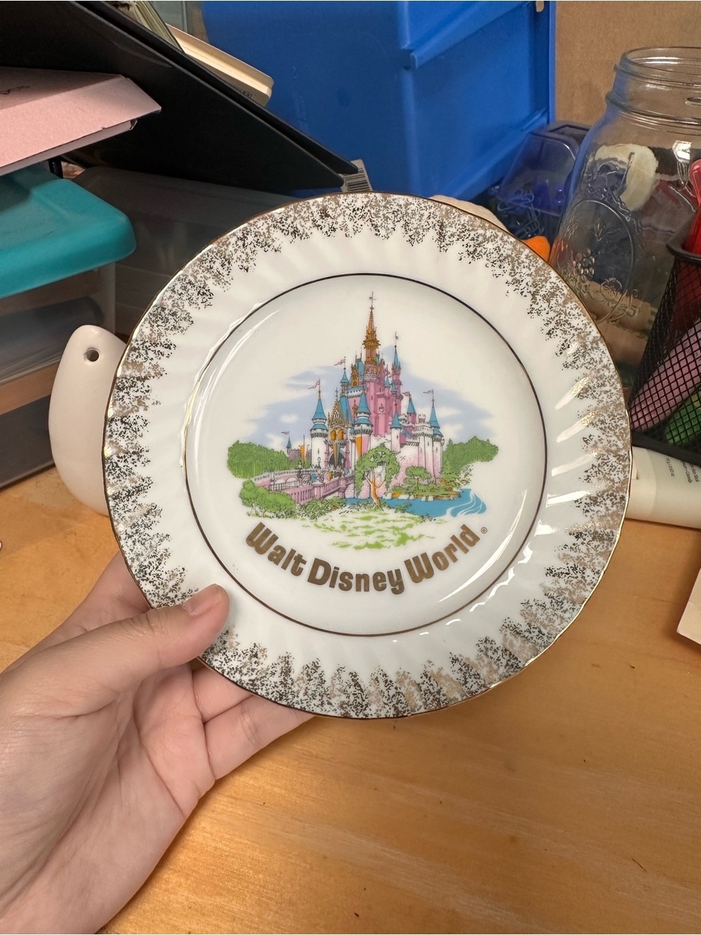 Disney Decorative Castle Collectible Plate - White with Gold Accent